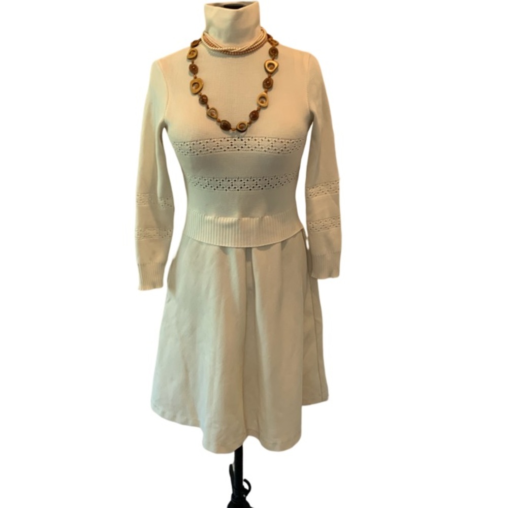 Vintage Bleeker Street 1960’s Cream Sweater Dress  - M